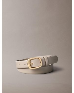 Calvin Klein Full Grain Leather Chunky Buckle Belt - Natural