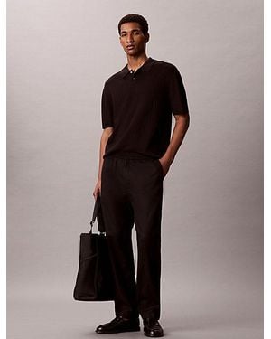 Calvin Klein Soft Pointelle Knit Polo Shirt - Brown