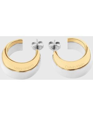 Calvin Klein Two-Tone Hoop Earrings - Metallic