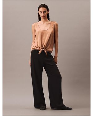 Calvin Klein Crushed Satin Tie Front Tank Top - Multicolor