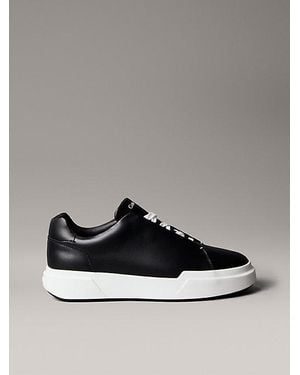 Calvin Klein Leather Hidden Eyelet Lacing Trainers - Grey