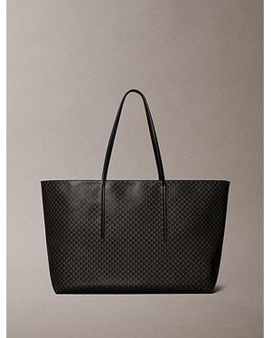 Calvin Klein Allover Emblem Logo Tote Bag - Grey
