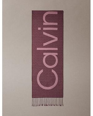 Calvin Klein Wool Blend Emblem Logo Scarf - Purple