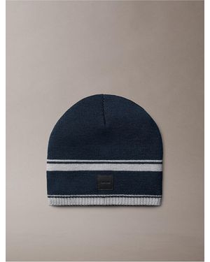 Calvin Klein Border Stripe Beanie - Blue