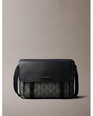 Calvin Klein Emblem Logo Jacquard Messenger Bag - Grey