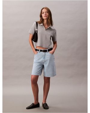Calvin Klein Relaxed Linen Blend Bermuda Shorts - Multicolor