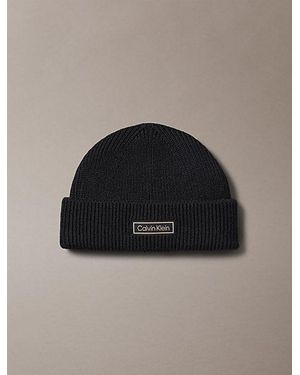 Calvin Klein Wool Cashmere Blend Fisherman Beanie - Black