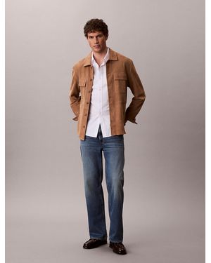 Calvin Klein Relaxed Suede Shirt Jacket - Blue