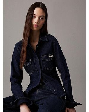 Calvin Klein Camisa denim ajuste entallado - Azul