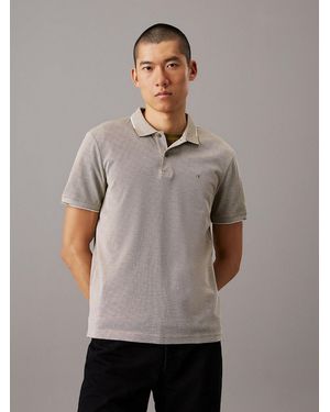 Calvin Klein Oxford Two Tone Polo Shirt - Grey