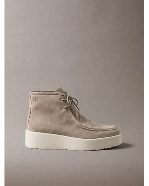 Calvin Klein Suede Platform Desert Boots - Brown