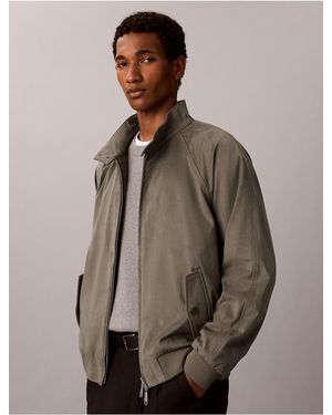 Calvin Klein Faux Suede Raglan Jacket - Brown
