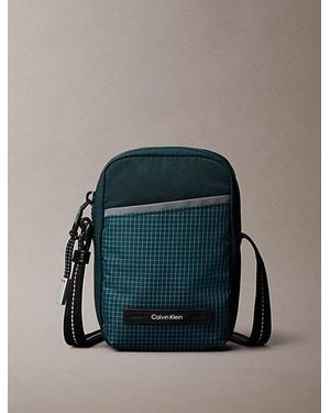 Calvin Klein Striped Utility Zip Slim Reporter Bag - Blue