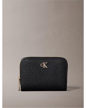 Calvin Klein Minimal Monogram Zip Flap Wallet - Gray