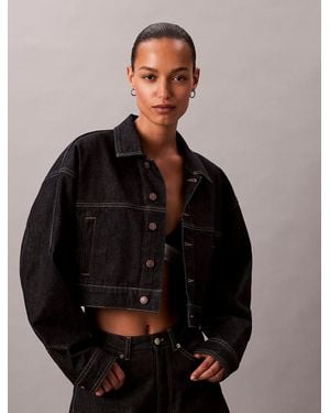 Calvin Klein Cropped Denim Jacket - Black