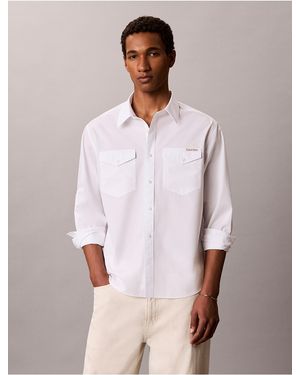 Calvin Klein Calvin Klein Utility Washed Poplin Easy Shirt - White