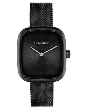Calvin Klein Reloj pulsera de malla cuadrada esculpida - Negro