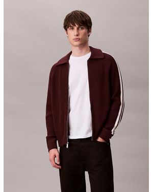 Calvin Klein Cardigan Con Zip Integrale A Righe Laterali - Viola