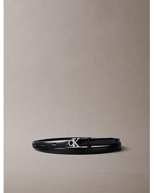 Calvin Klein Full Grain Leather Skinny Logo Belt - Grey