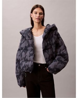 Calvin Klein Calvin Klein Print Wrap Puffer Jacket - Gray