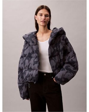 Calvin Klein Calvin Klein Print Wrap Puffer Jacket - Gray