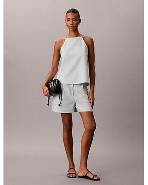 Calvin Klein Jeans Linen Blend Tailored Shorts - Multicolour
