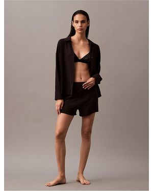 Calvin Klein Woven Viscose Sleep Shorts - Brown