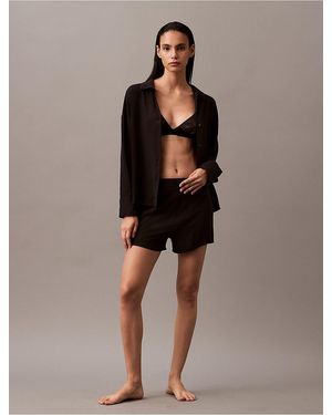 Calvin Klein Woven Viscose Sleep Shorts - Brown