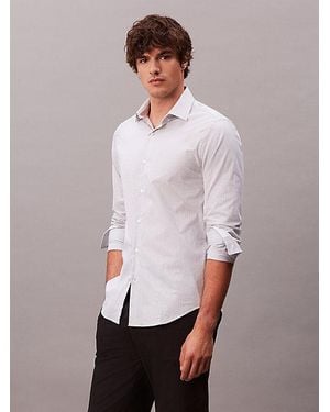 Calvin Klein Slim Cotton Poplin Stripe Shirt - White