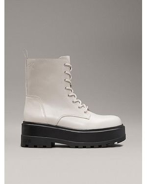Calvin Klein Plateau-Boots Aus Leder - Grau
