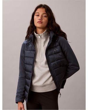Calvin Klein Mixed Media Puffer Jacket - Gray