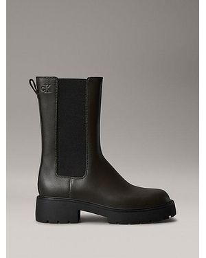 Calvin Klein Ck Bold Leather Tall Chelsea Boots - Black