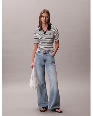 Calvin Klein Jeans Slim Ribbed Stripe Polo Shirt - Multicolour