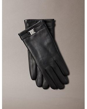 Calvin Klein Soft Nappa Leather Touchscreen Gloves - Black