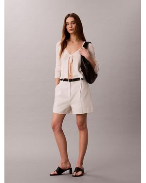 Calvin Klein Linen Blend Tailored Shorts - Natural