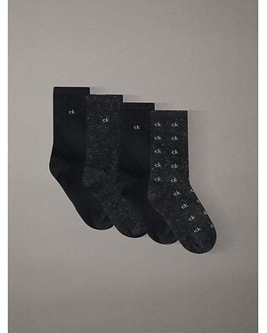 Calvin Klein Jeans 4 Pack Metallic Logo Crew Socks Gift Set - Grey