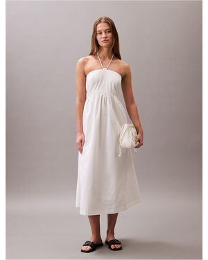 Calvin Klein Cotton Twill Halter Dress - Pink