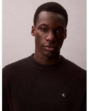 Calvin Klein Ribbed Cotton Monogram Jumper - Brown