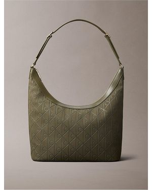 Calvin Klein Allover Emblem Logo Shoulder Bag - Green