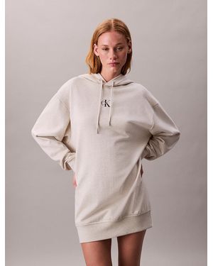 Calvin Klein Monogram Hooded Sweatshirt Dress - Multicolour