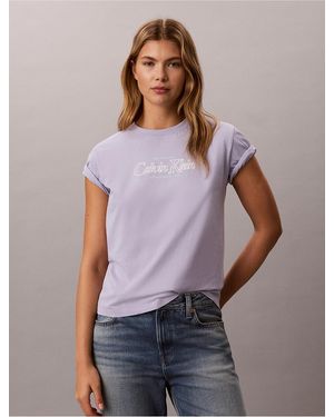 Calvin Klein Calvin Klein Outline Calvin Klein Logo Graphic Tee - Purple