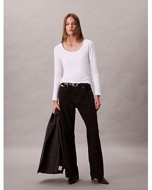 Calvin Klein Diepe Ronde Hals - Wit