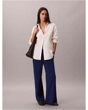 Calvin Klein Wide Leg Pull-On Pants - Blue