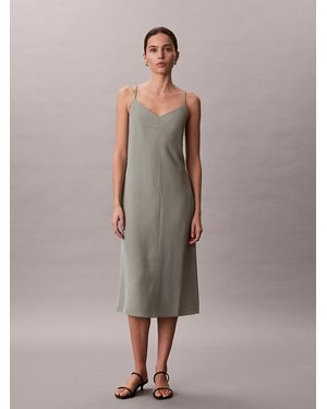 Calvin Klein Casual Twill Sleeveless Shift Dress - Grey