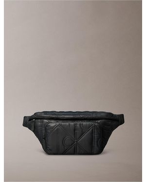 Calvin Klein Puffer Monogram Logo Sling Bag - Gray