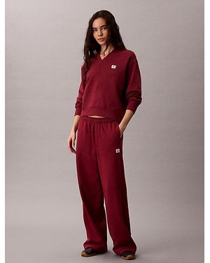 Calvin Klein Jeans Woven Monologo French Terry Joggers - Red