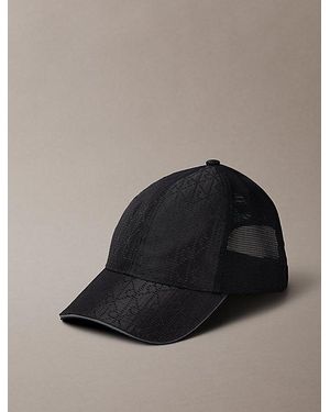 Calvin Klein Emblem Logo Cordura Trucker Cap - Black