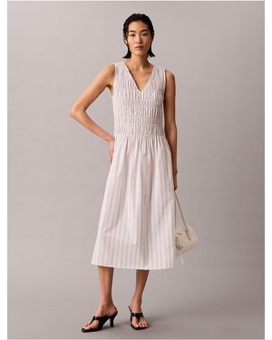 Calvin Klein Cotton Poplin Midi Dress - Pink