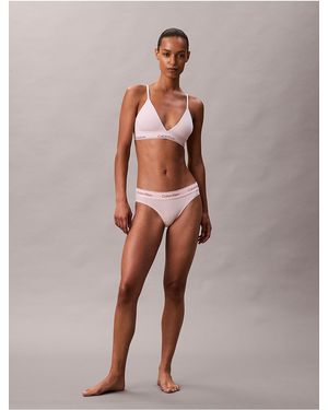 Calvin Klein Icon Cotton Modal Lightly Lined Triangle Bralette - Natural