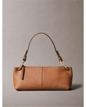 Calvin Klein Slouchy Leather Small Convertible Bag - Gray